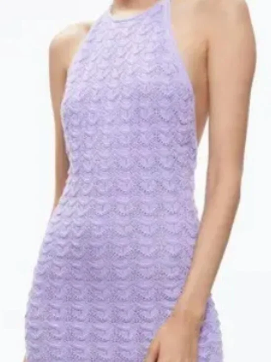 Alice + Olivia Jone lavender midi crochet halter dress, size XL, like new - Picture 1 of 7